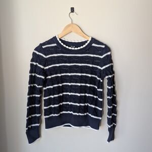 GAP Navy & White Striped Pointelle Sweater